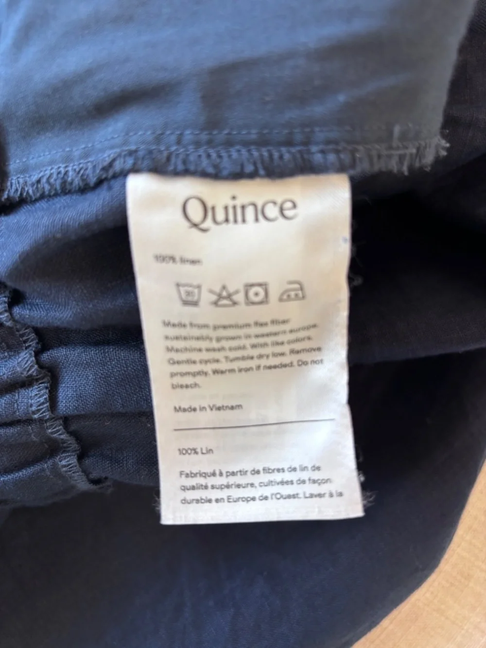 Quince 100% Linen Wide Leg Pants - Navy Blue - Size 6